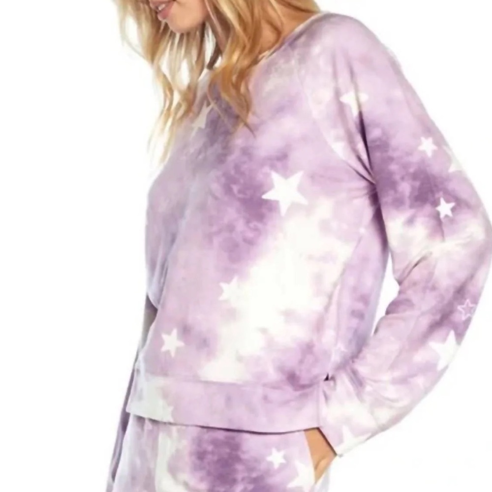 Wildfox Tie Dye Stars Pullover Sweatshirt Purple Size XXL NEW